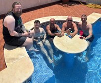 The boys in the pool.