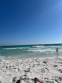 Beach was sandy with no shells.