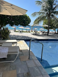 View of beach from infinity pool