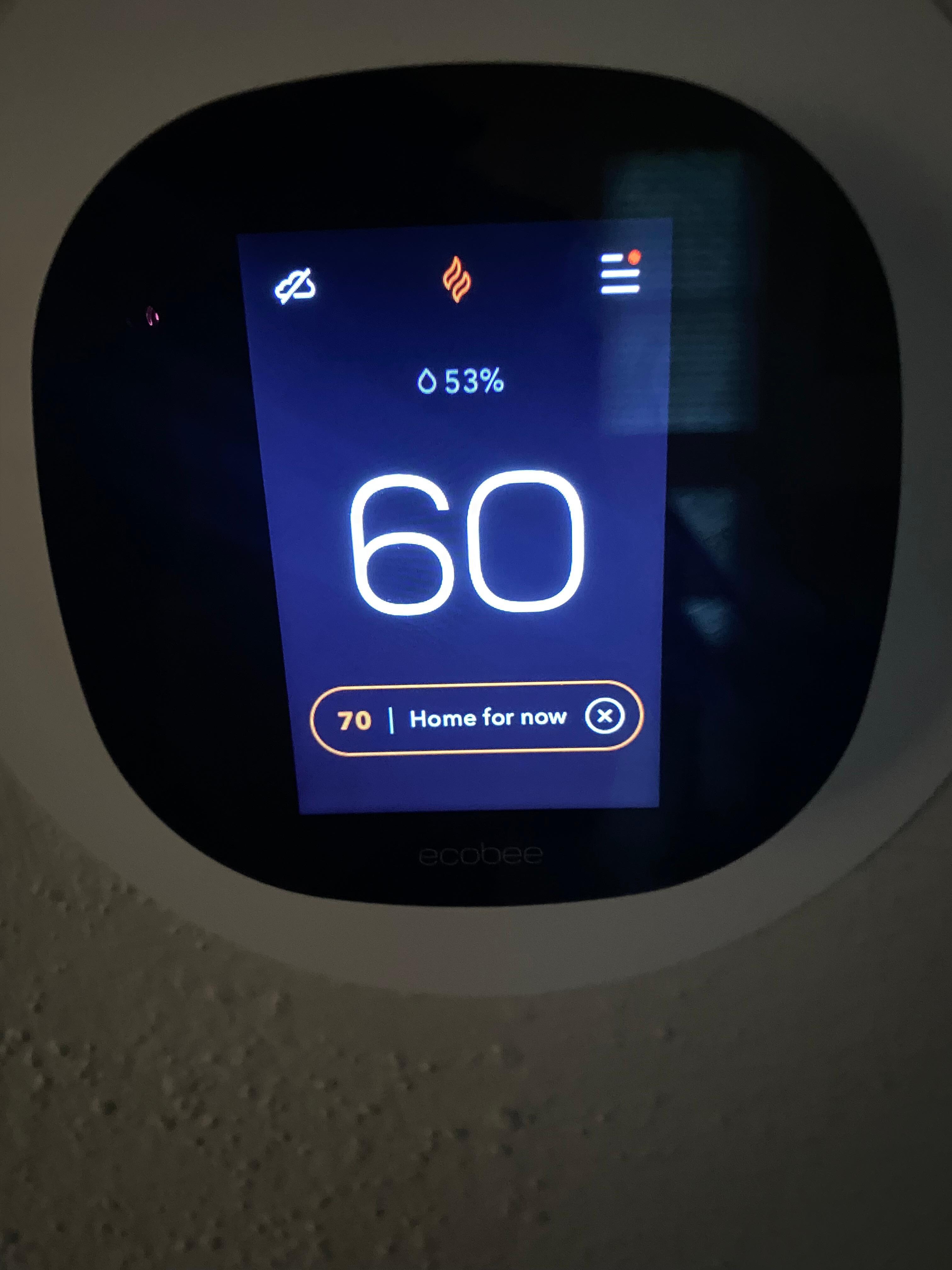 Room temperature first night 