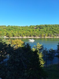 Huge boat in the cove.