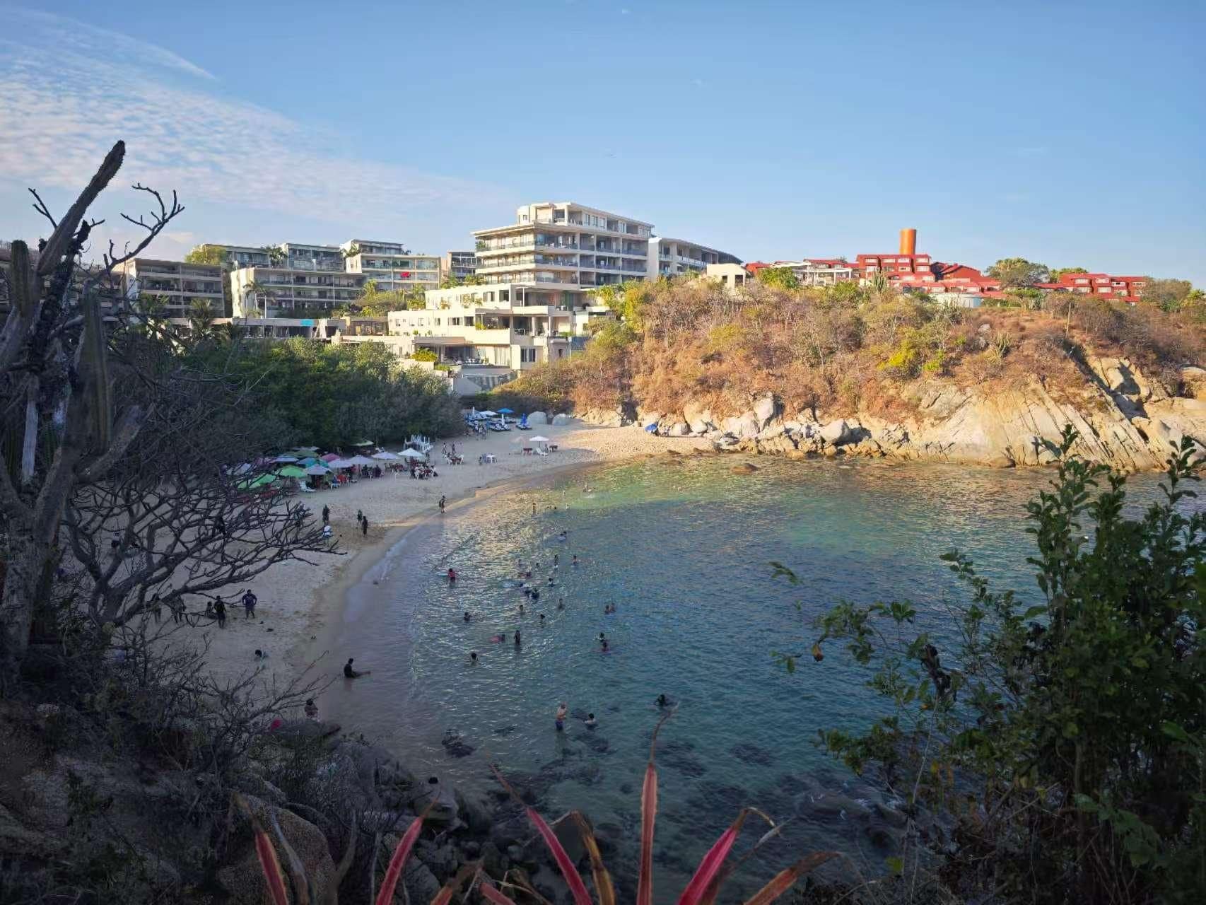 View of the beach from the deck
