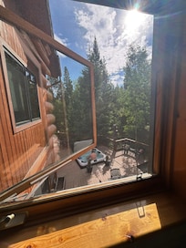 View of hot tub from master bathroom