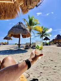 At the quiet section of the beach