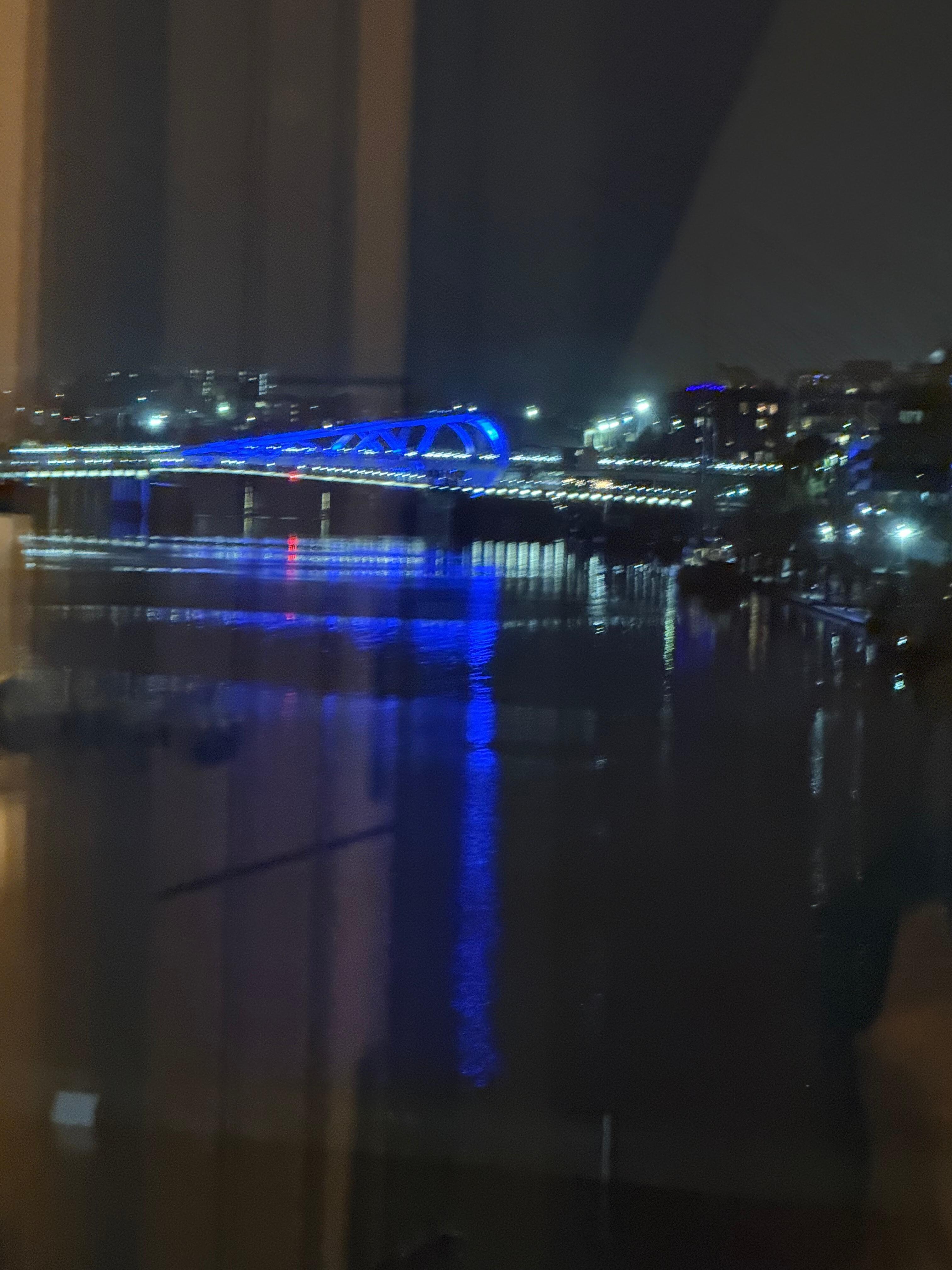 Nighttime view of the Blue bridge 