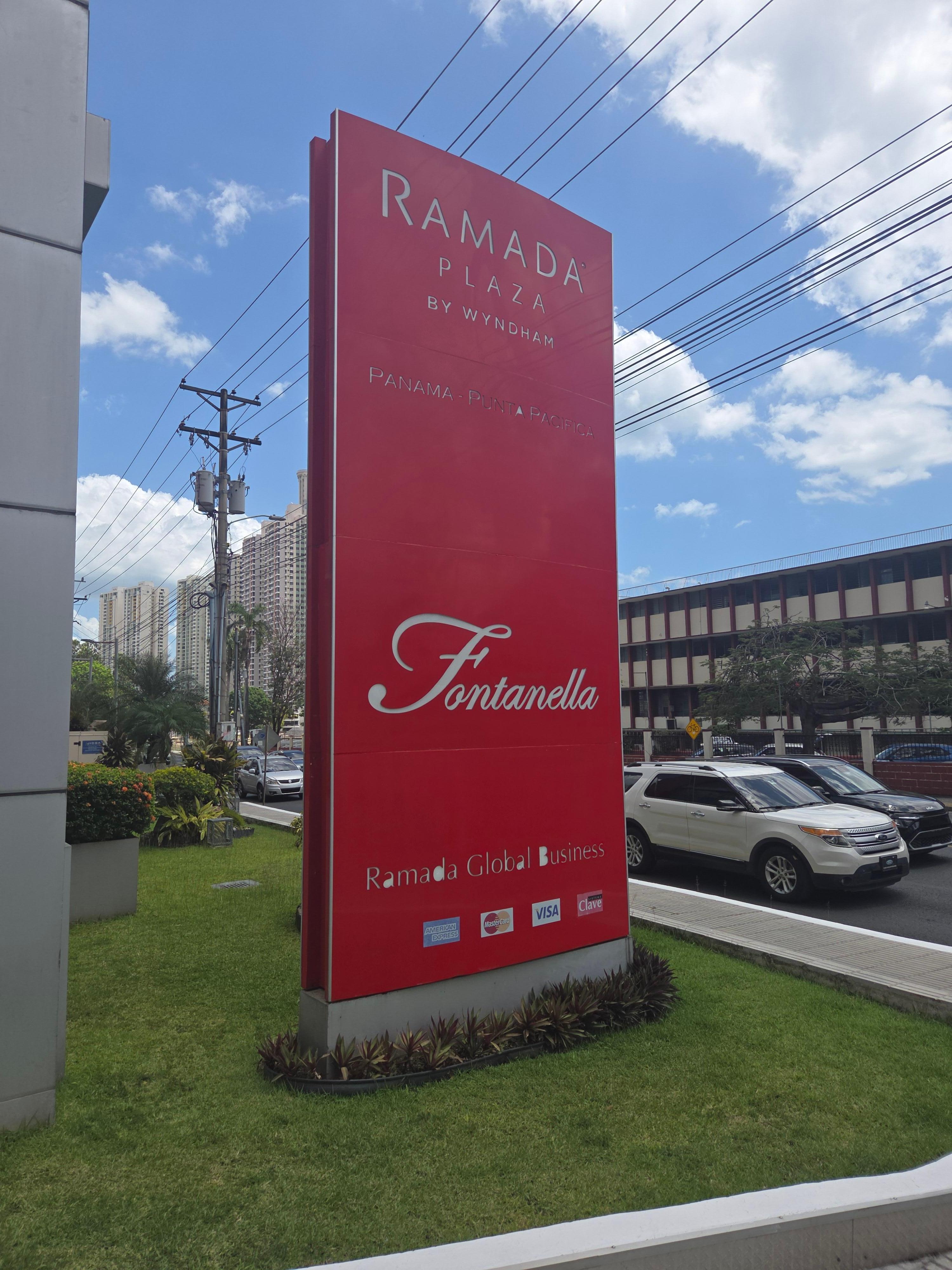 On the outside of the hotel