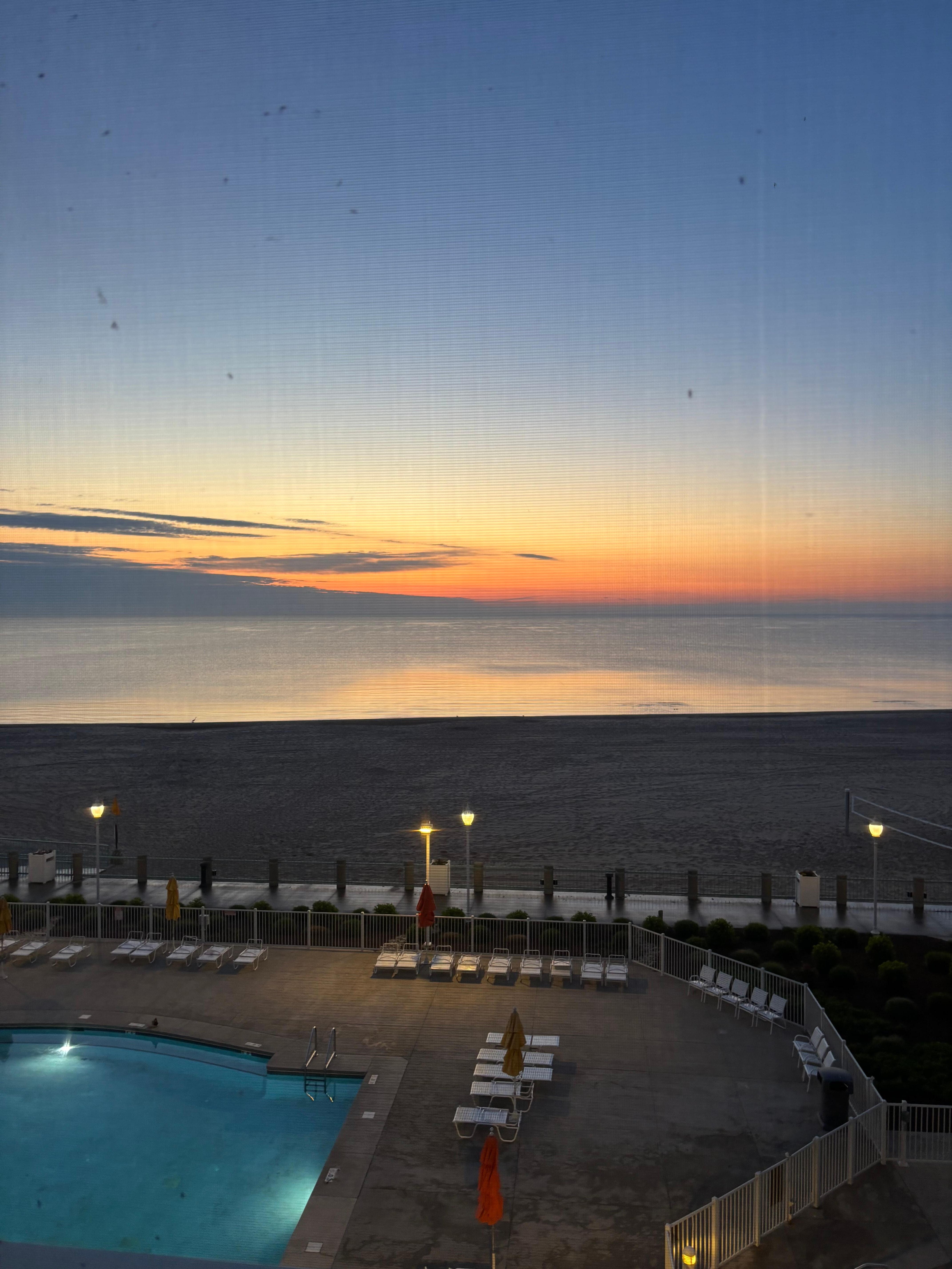 Sunrise from the fourth floor of the west wing of Hotel Breakers. 