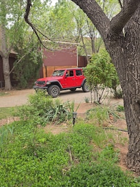 Large open courtyard with ample parking. Real hidden treasure here!