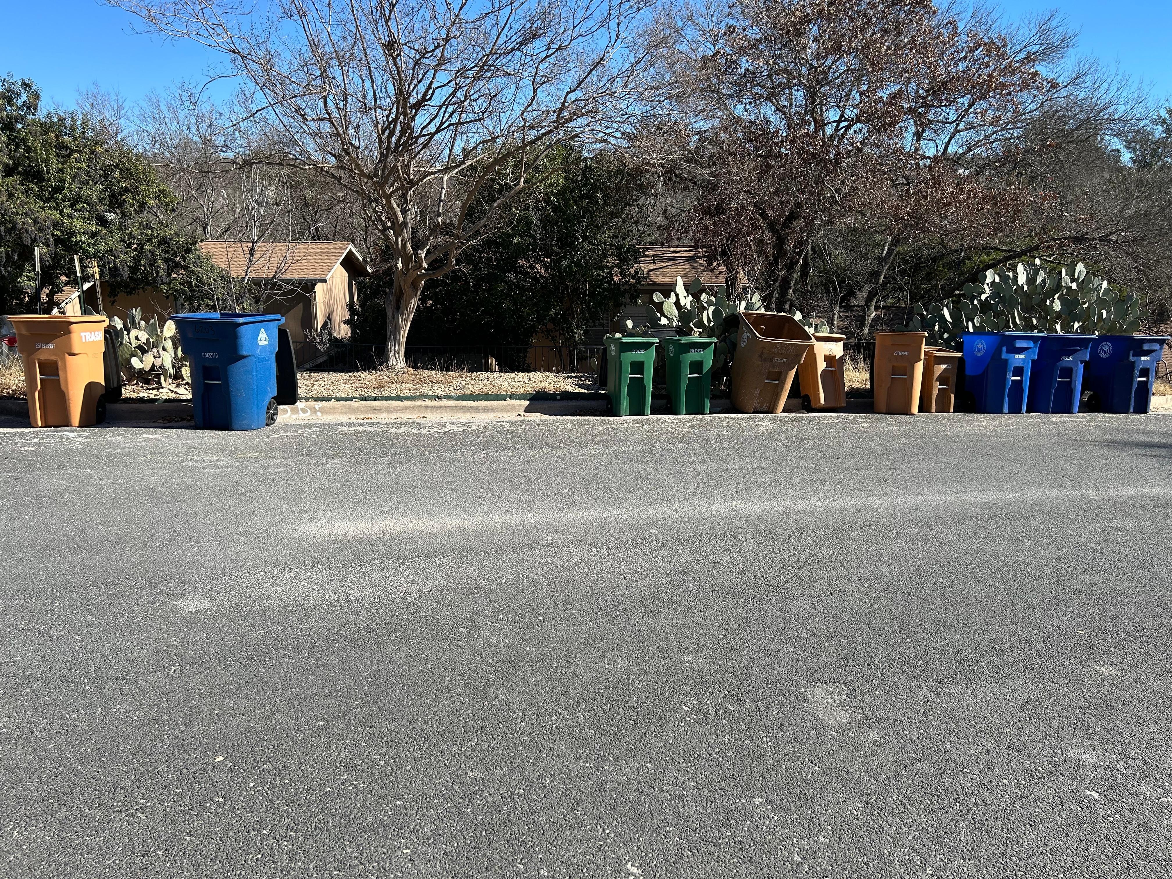 The street in front of the place on trash day