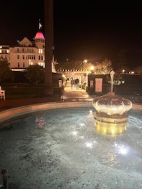 The fountain out front