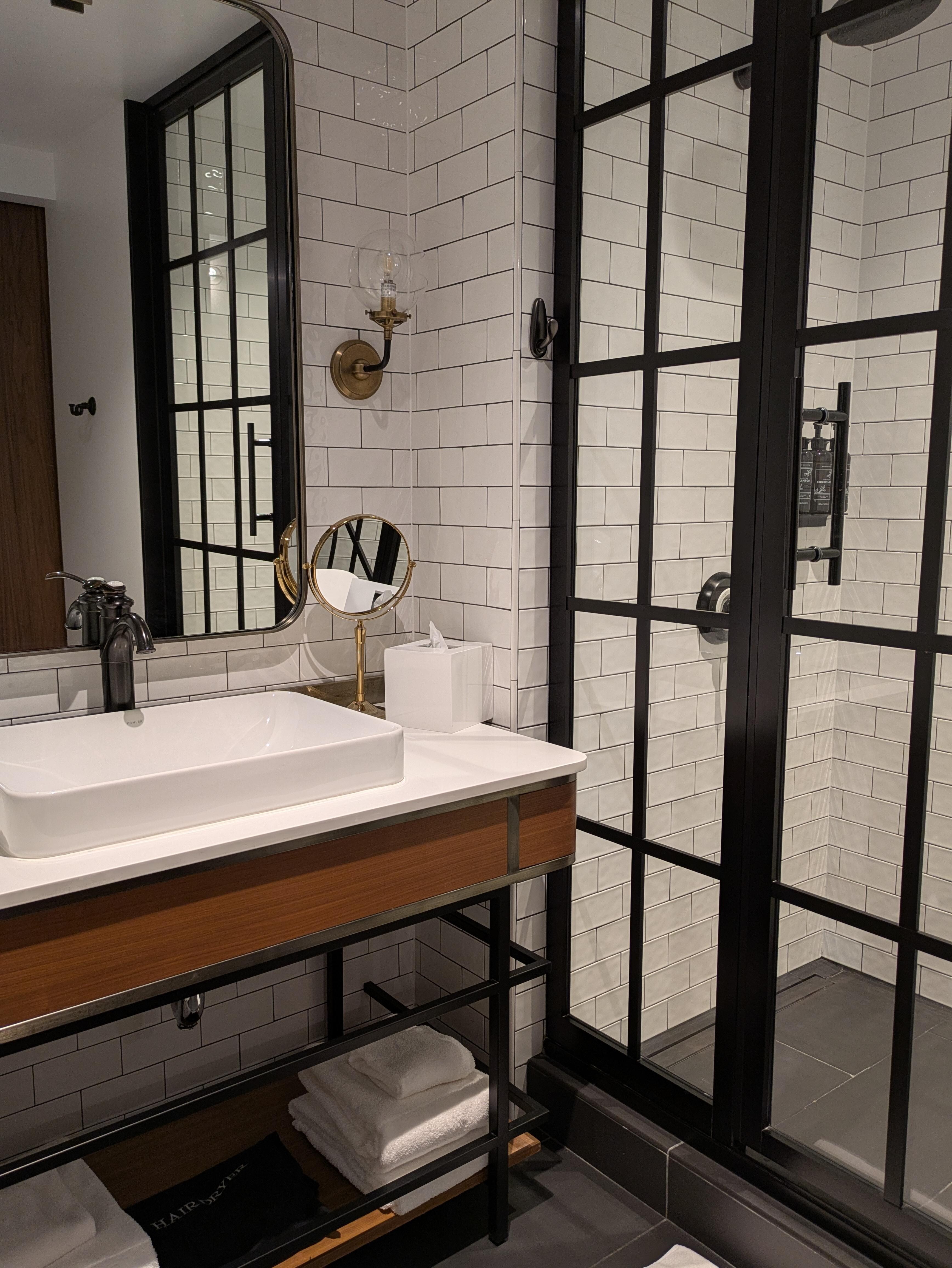 Cool bathroom, but wasn't as clean as it looks.