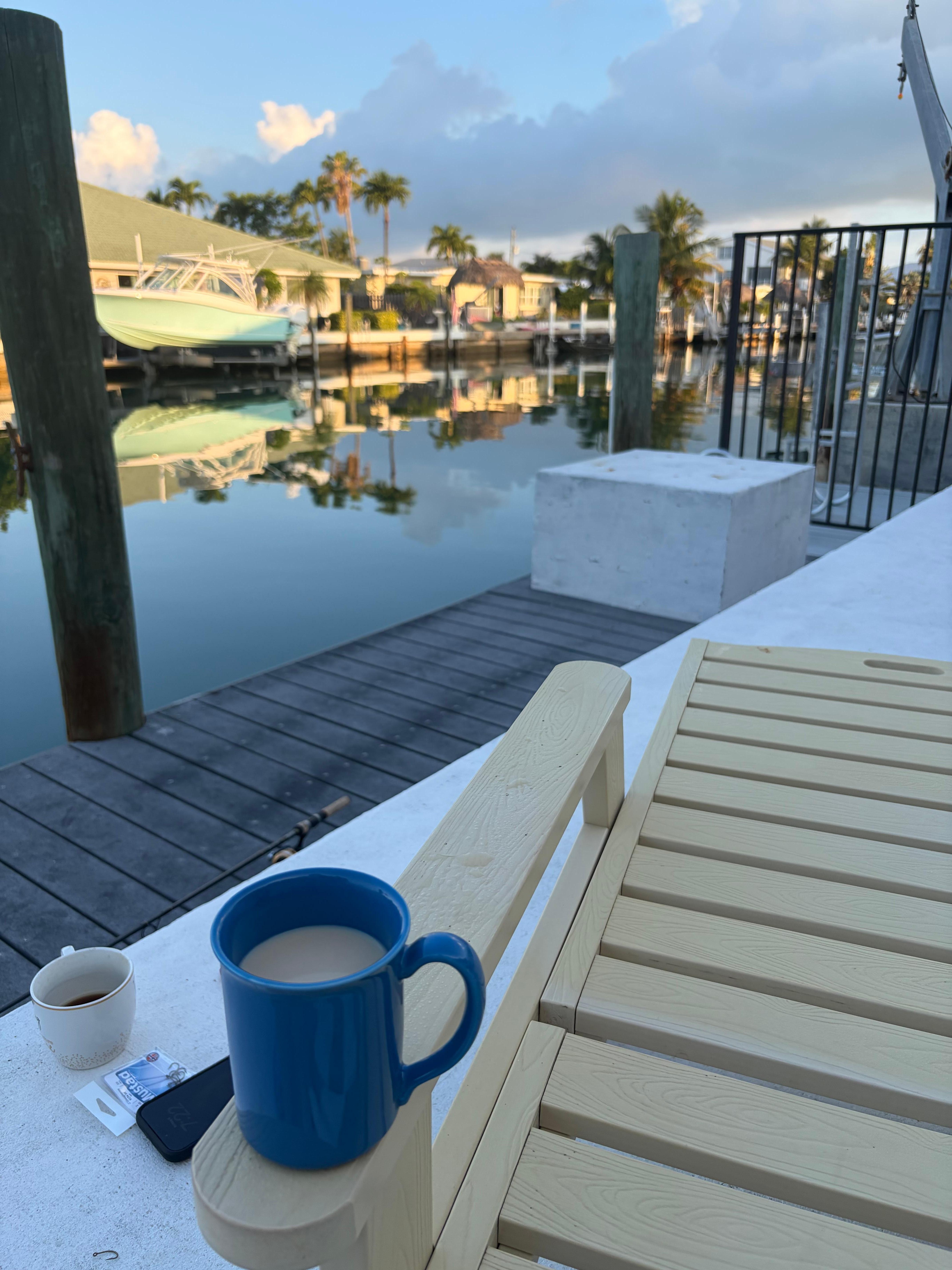 Coffee daily on the dock
