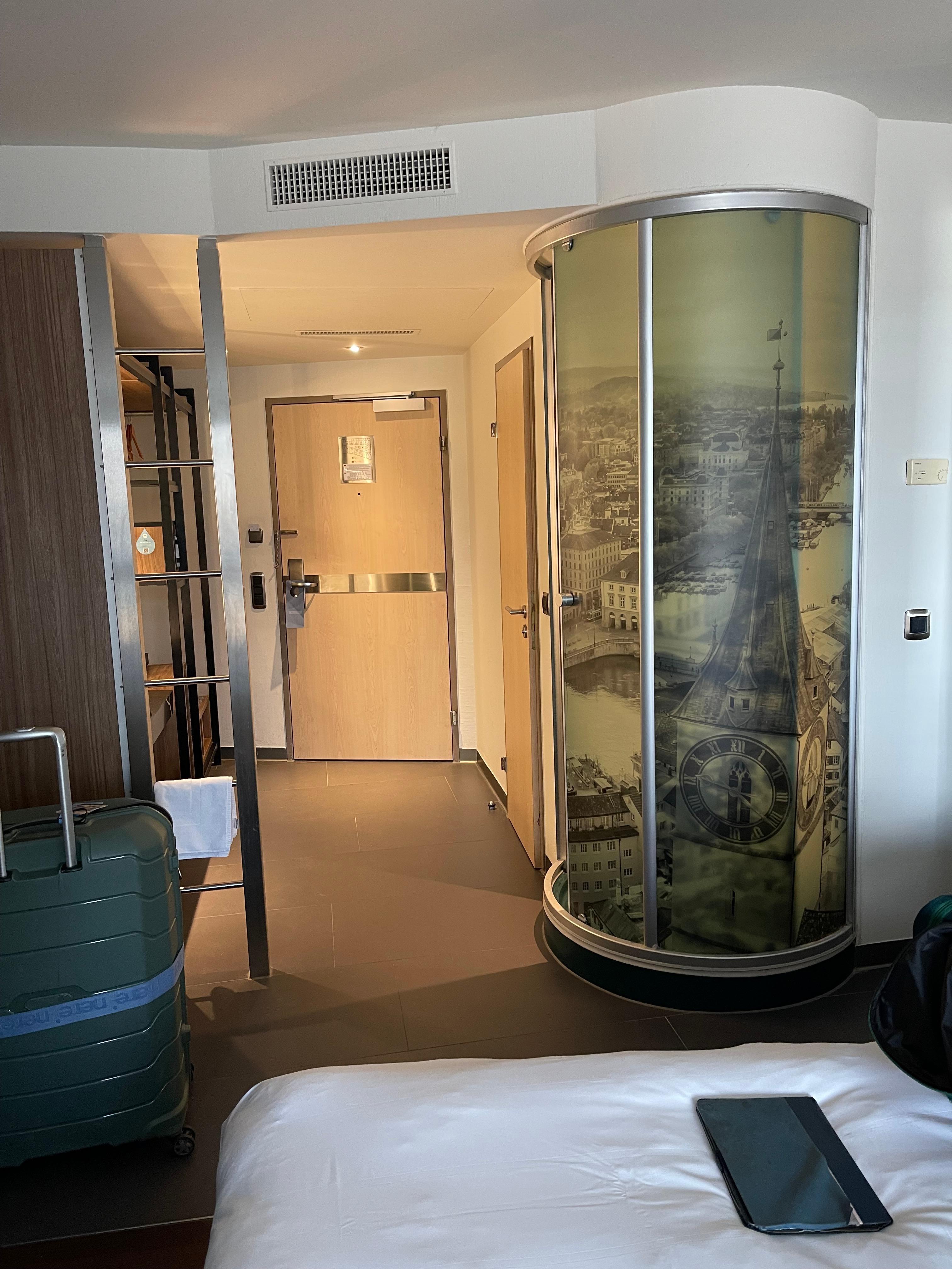 Shower capsule close to bed