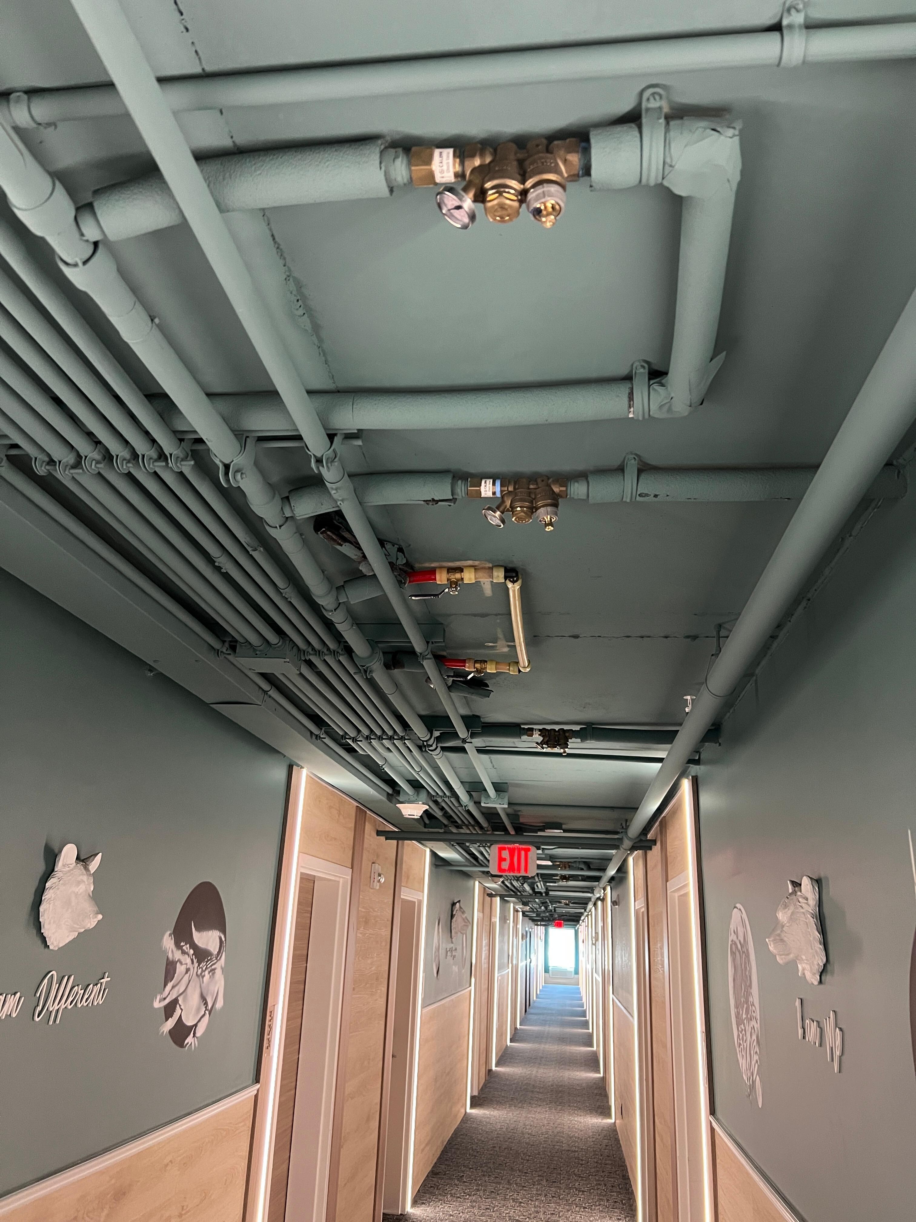 Hallway looks like a passageway aboard a merchant ship.