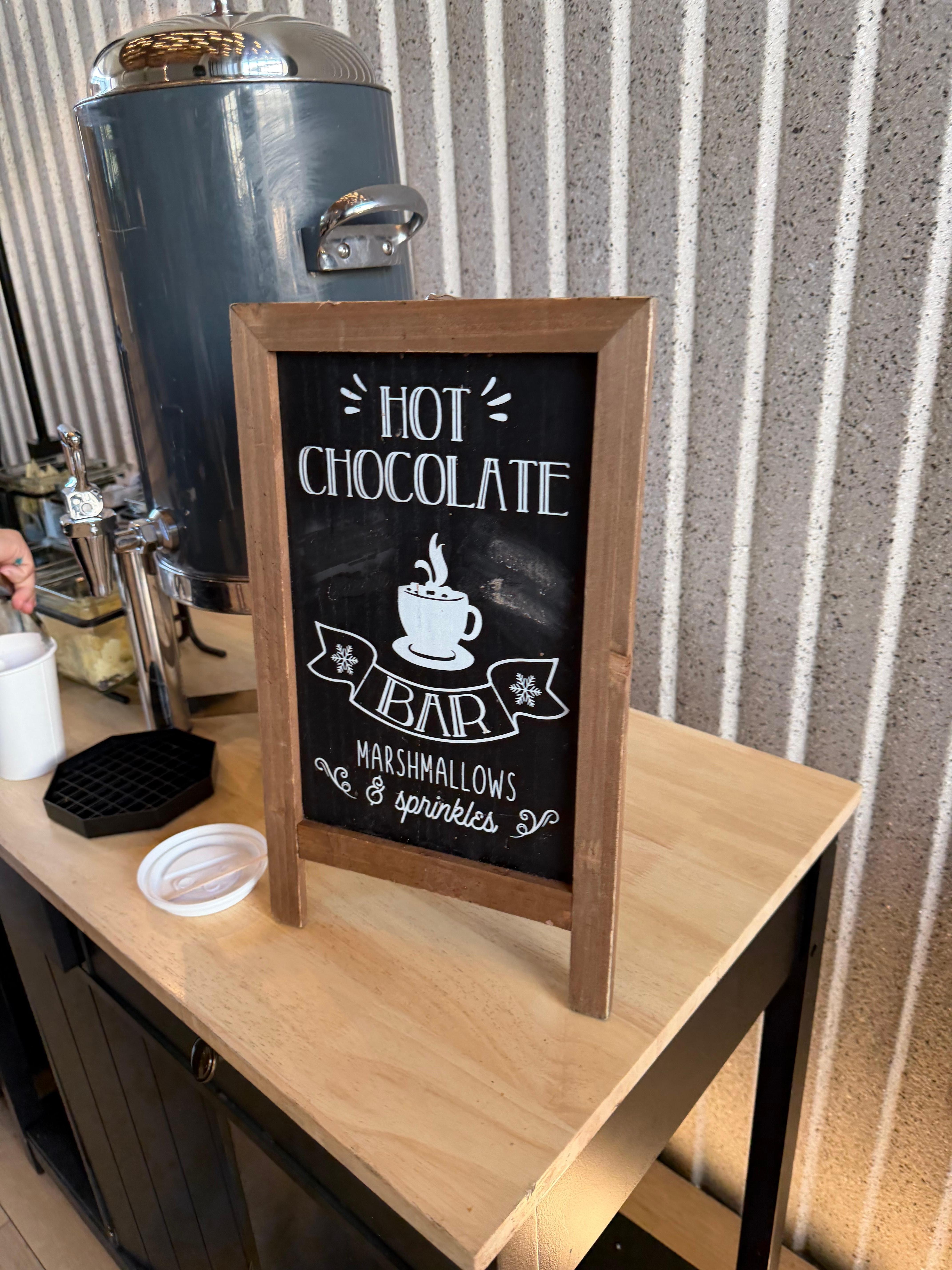 hot chocolate bar in the morning down in the lobby