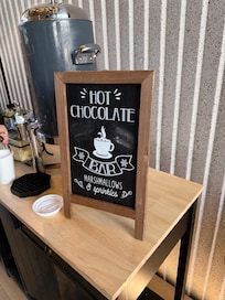 hot chocolate bar in the morning down in the lobby