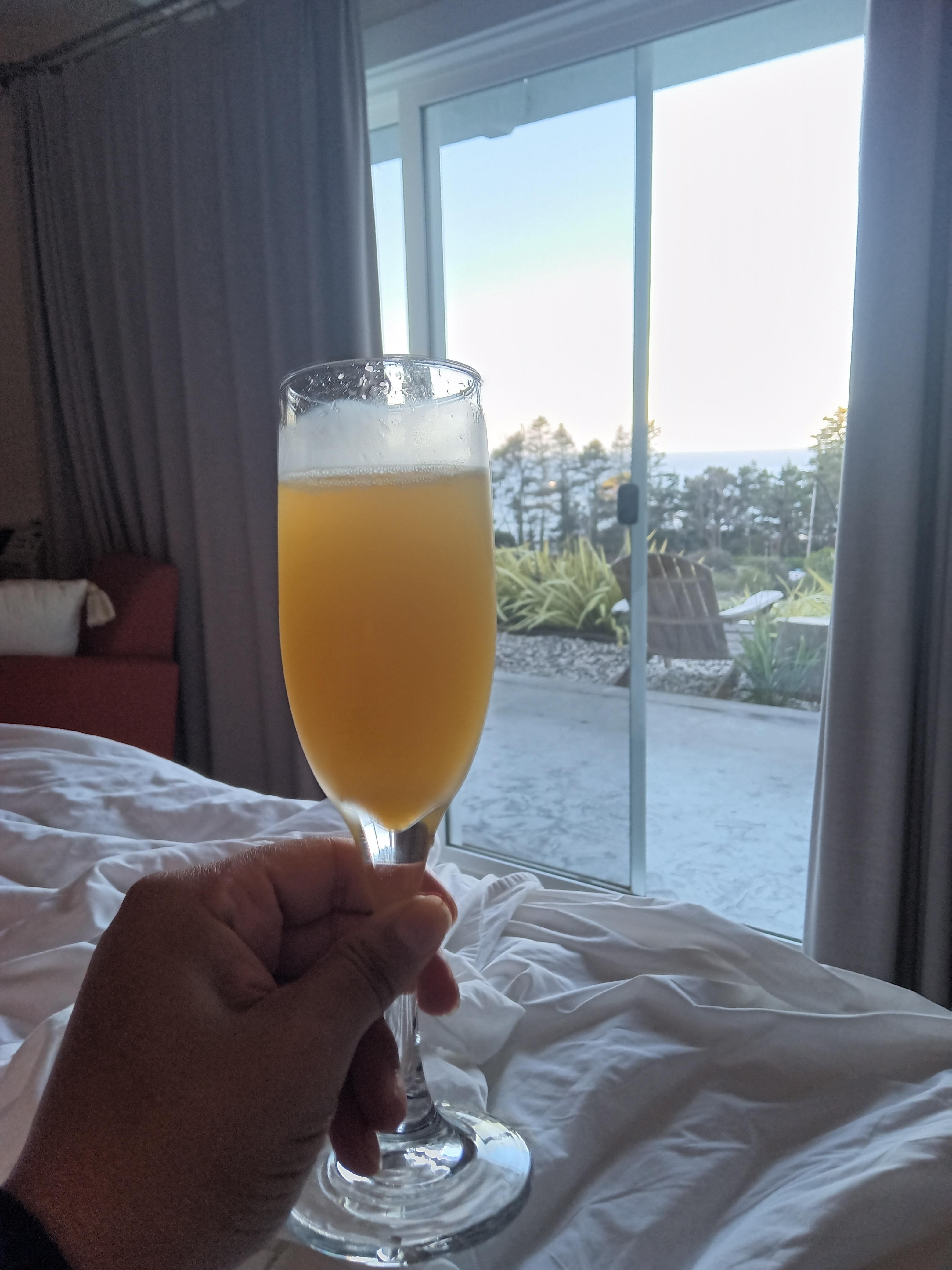 Great view of ocean from bed.