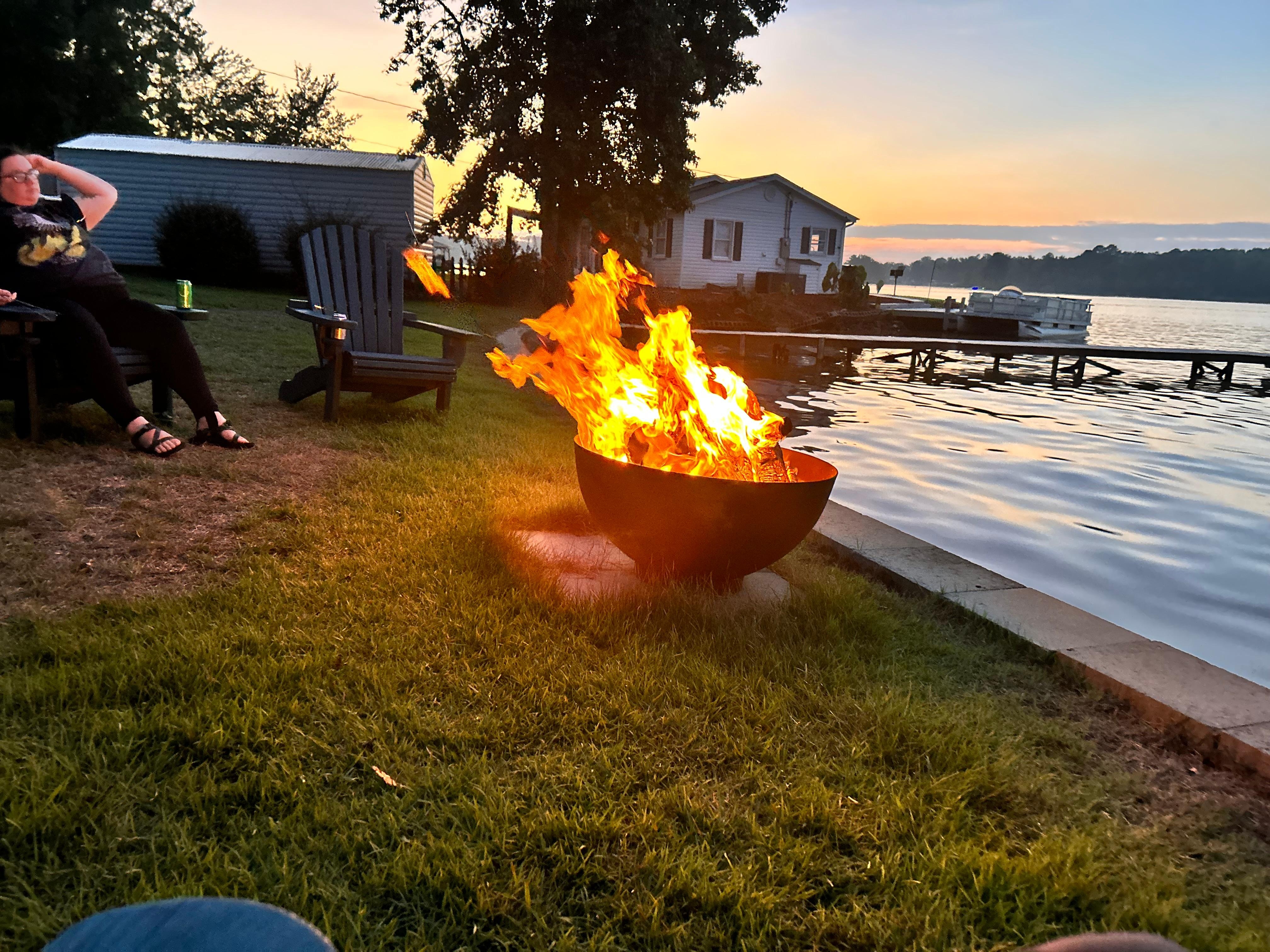 Enjoying nice warm fire pit. We had yummy s’mores and great conversation! 