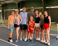 Family at Pickle Ball courts