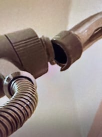 Shower that leaked but was “useable” when we left now looks like this when cleaning arrives