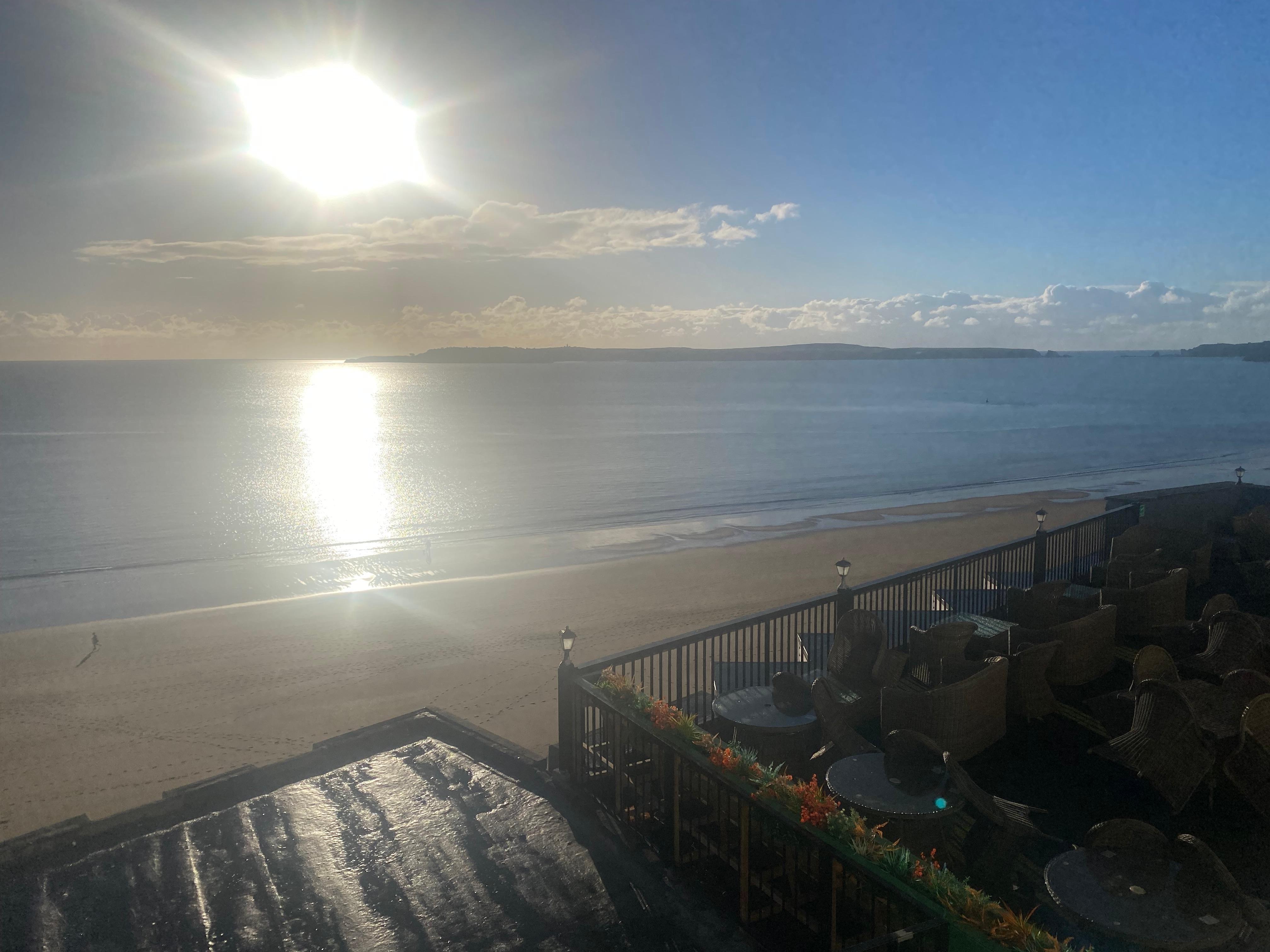 View from room. Caldy Island in distance.