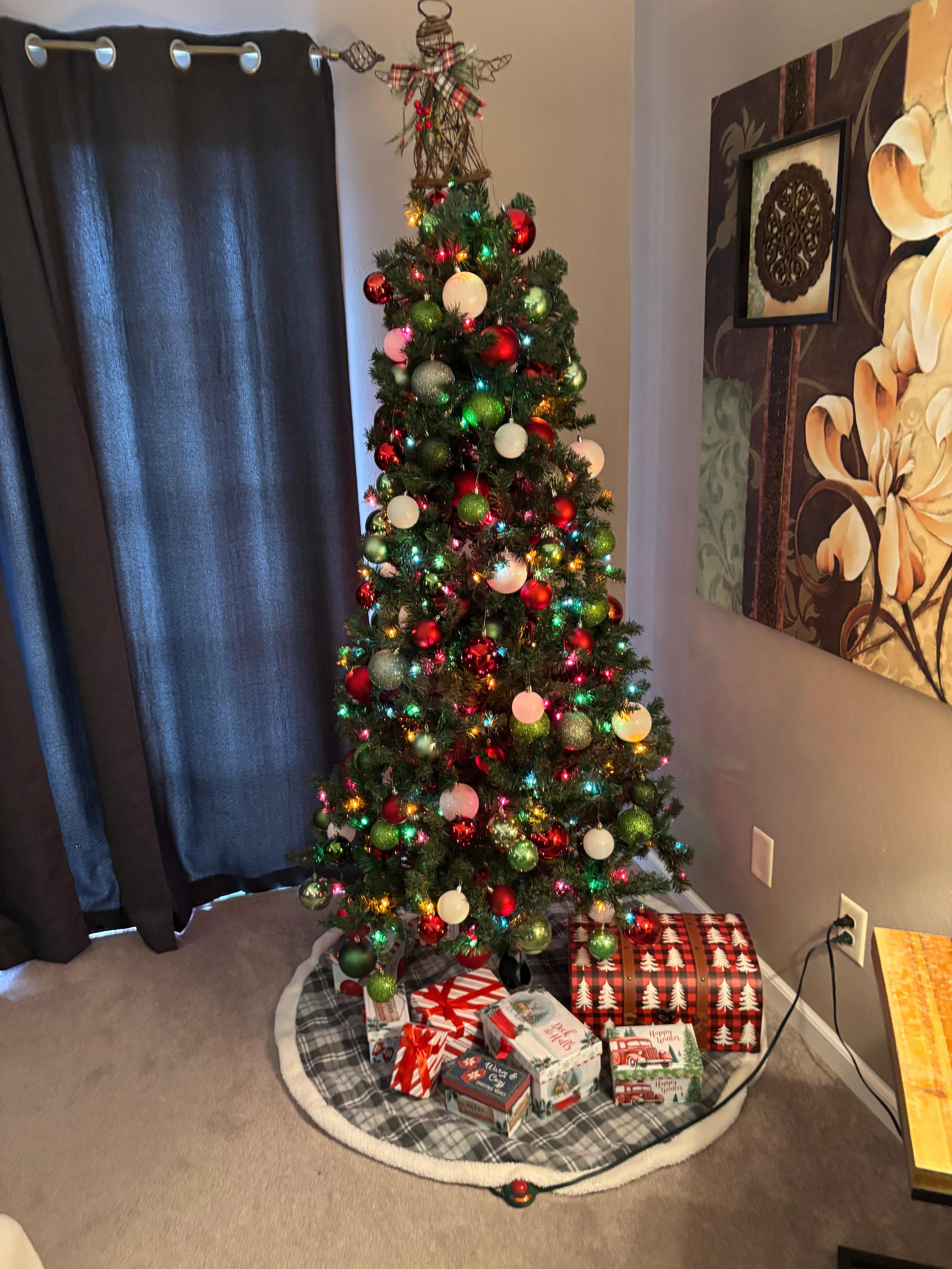 Christmas tree in the master bedroom.
