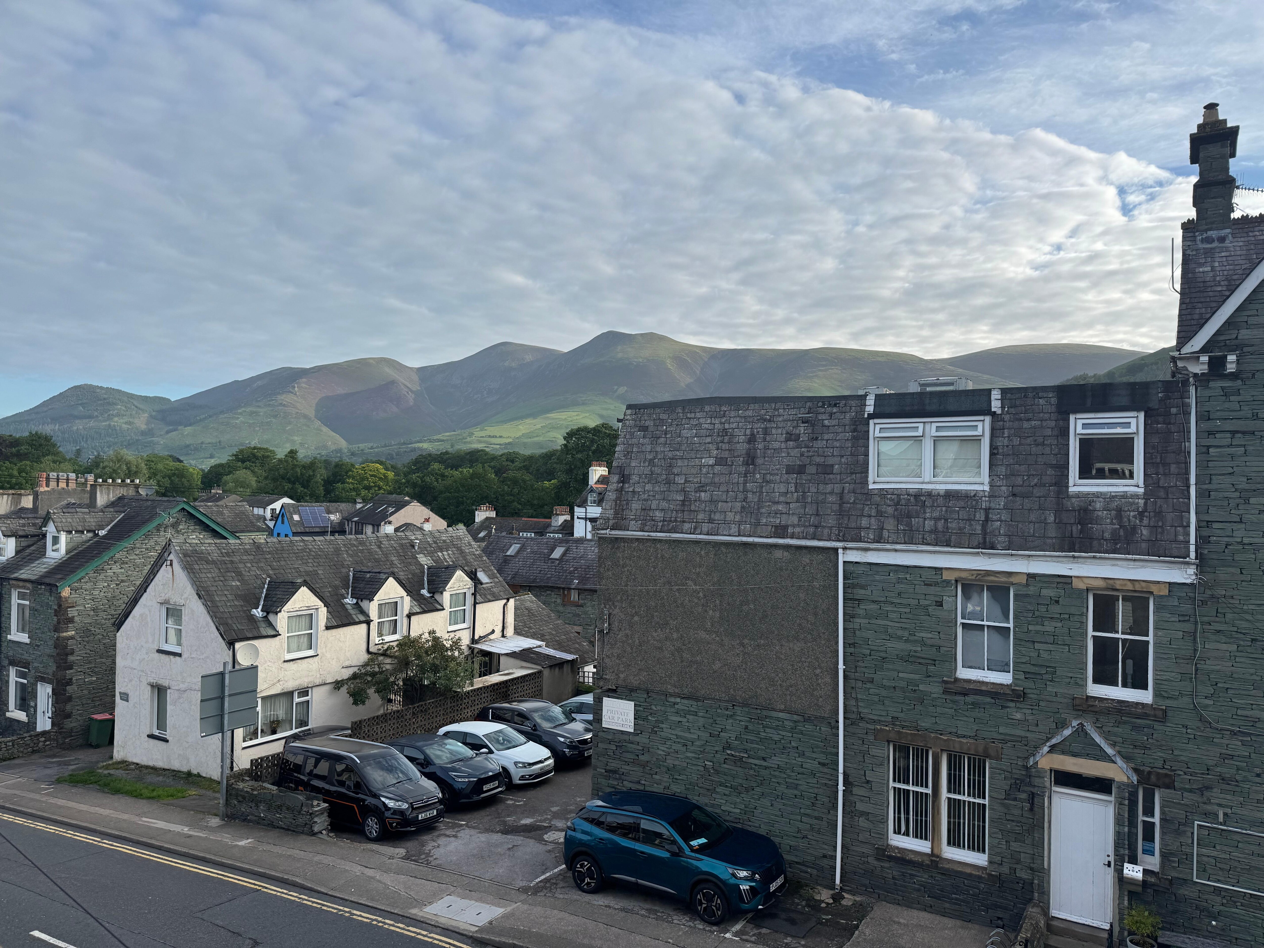 View of Keswick and mountains from bedroom window