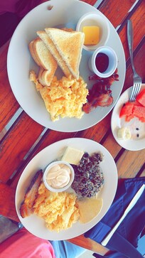 Two of the three daily breakfast options - American and Typical. (Third choice is waffles, which were yummy, too.)