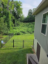 Looking from the stairs leading to the backyard