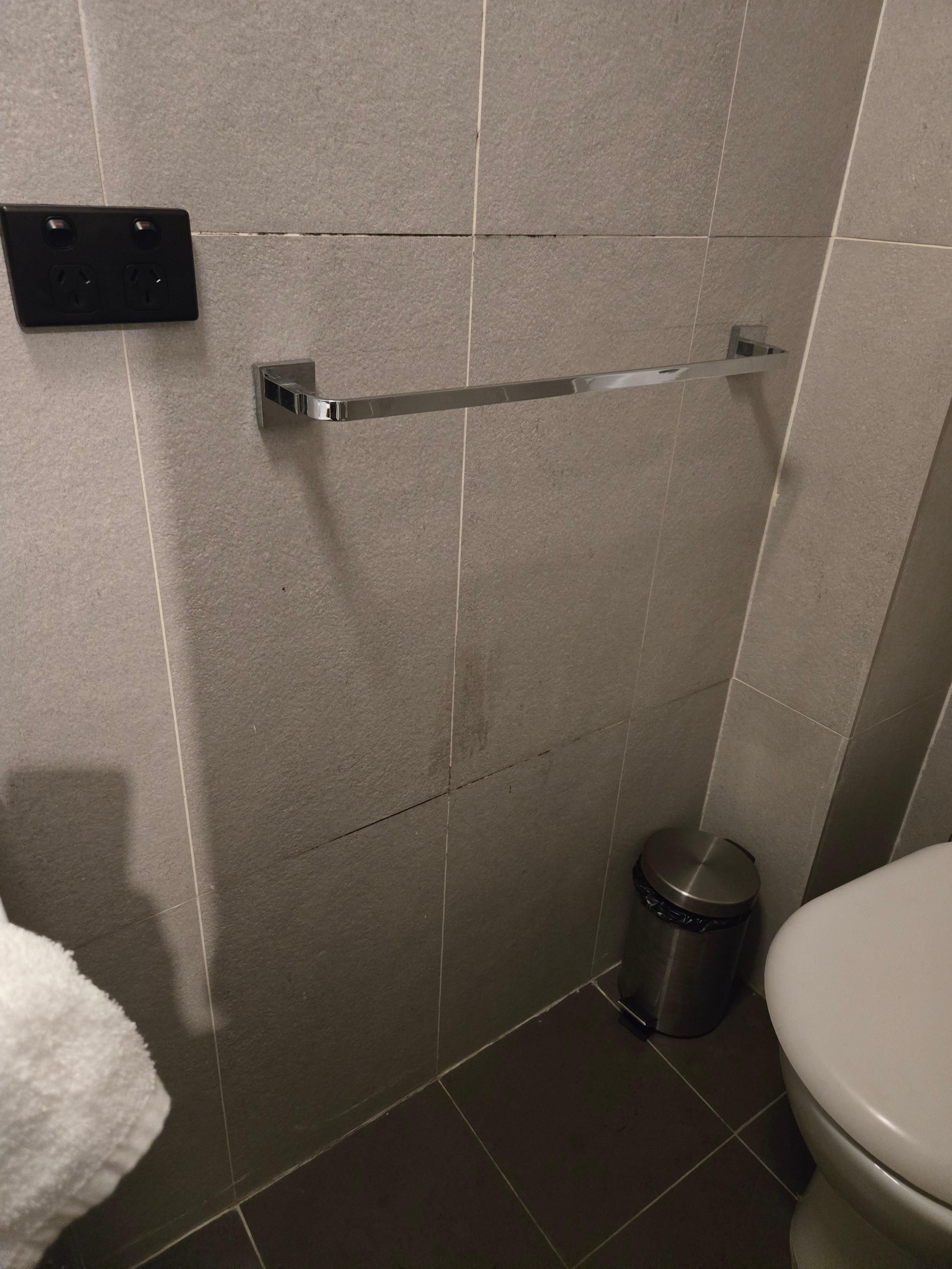 Dirty smear on wall and mould in grout