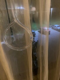 Sheer curtains were shredded