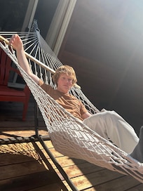 My son chillin’ on the outdoor hammock.