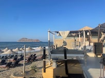 View of the beach and Theodorous Island from the pool