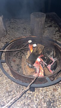 Making smores thanks to fire starter provided