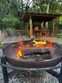 Fire pit by the creek enjoyed roasting marshmellows