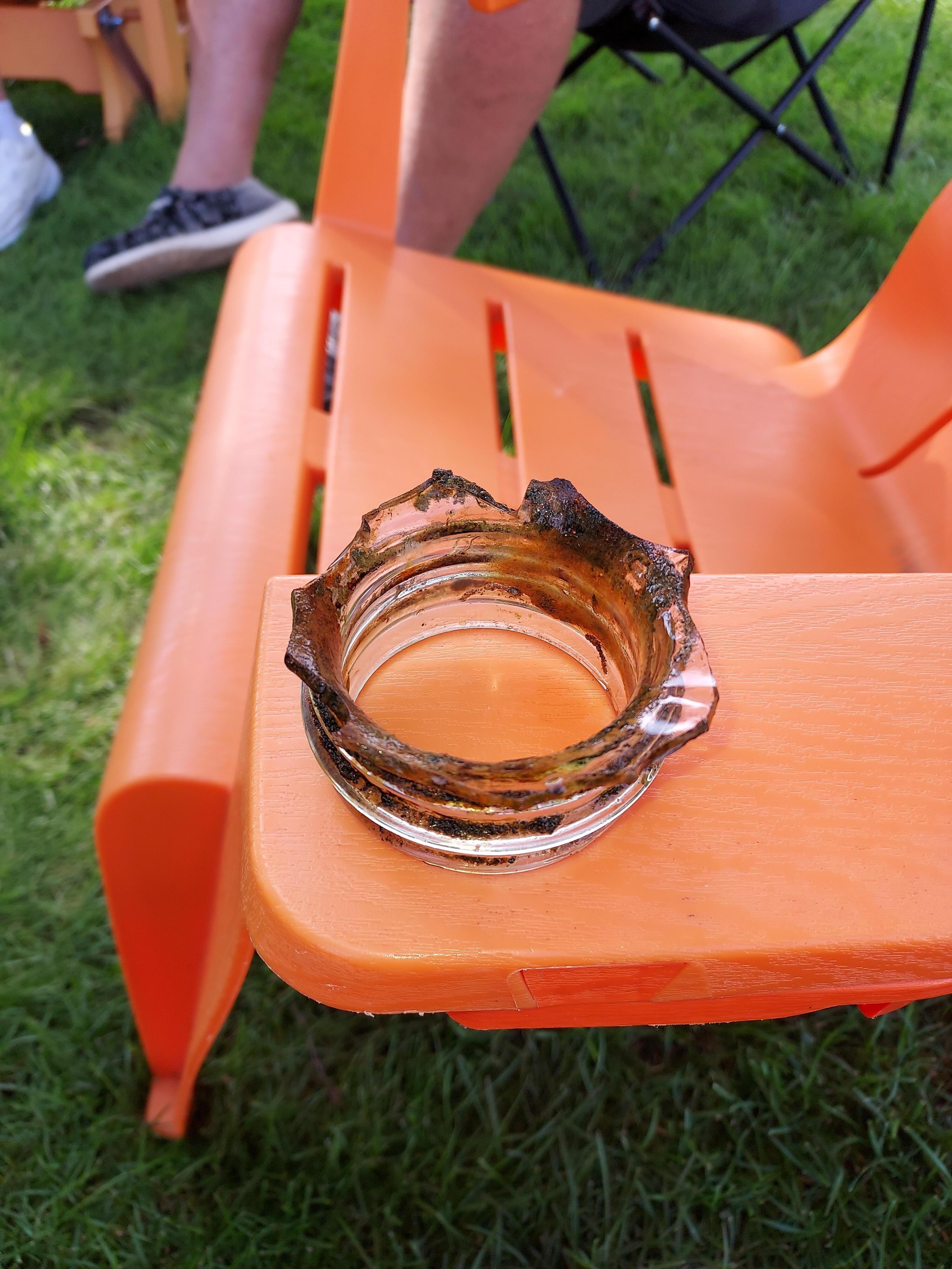 Another piece of broken glass found. 
Luckily no kids got at cuts.  