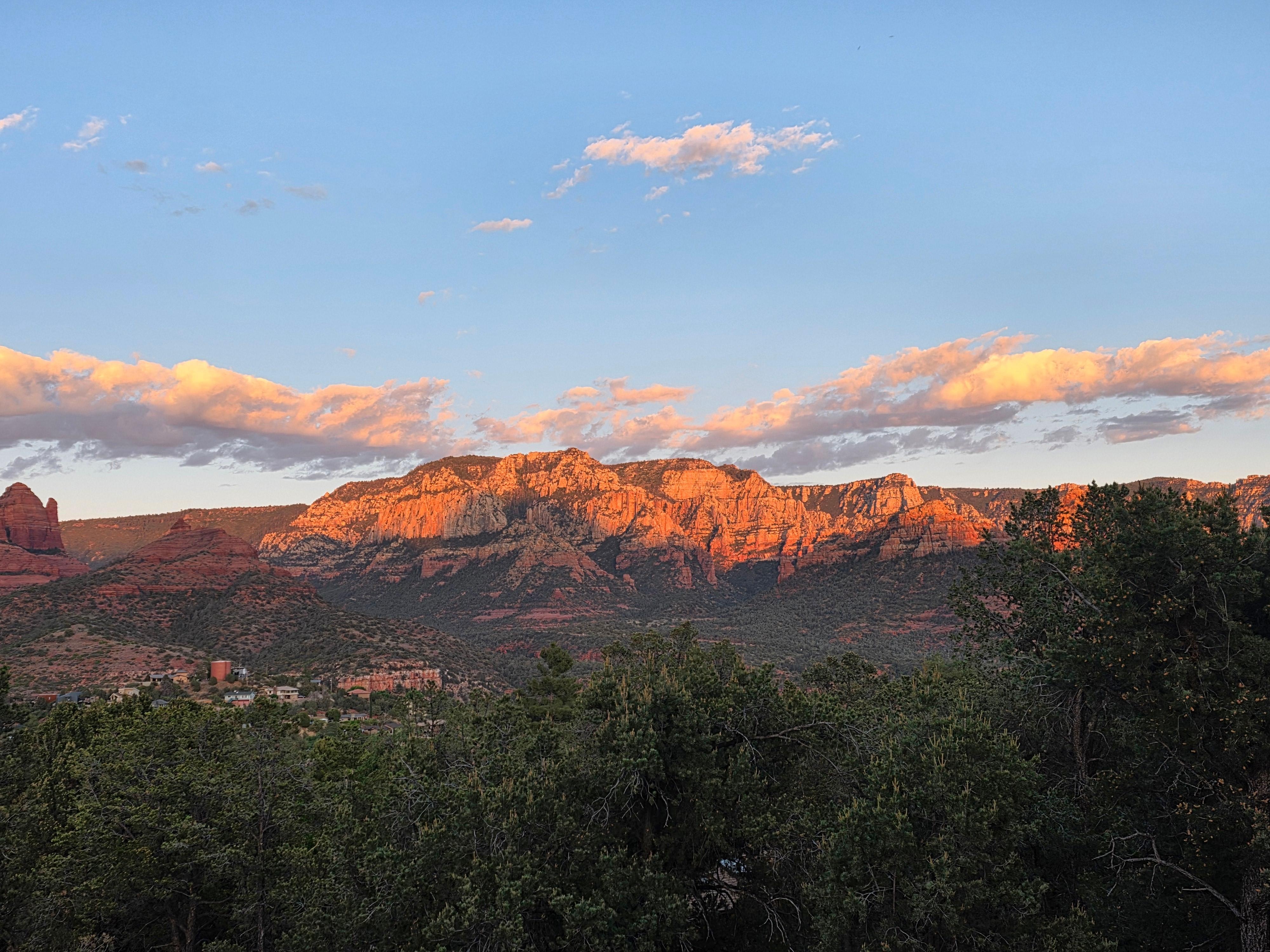 Sunset reflecting off the rocks. 
