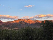 Sunset reflecting off the rocks.