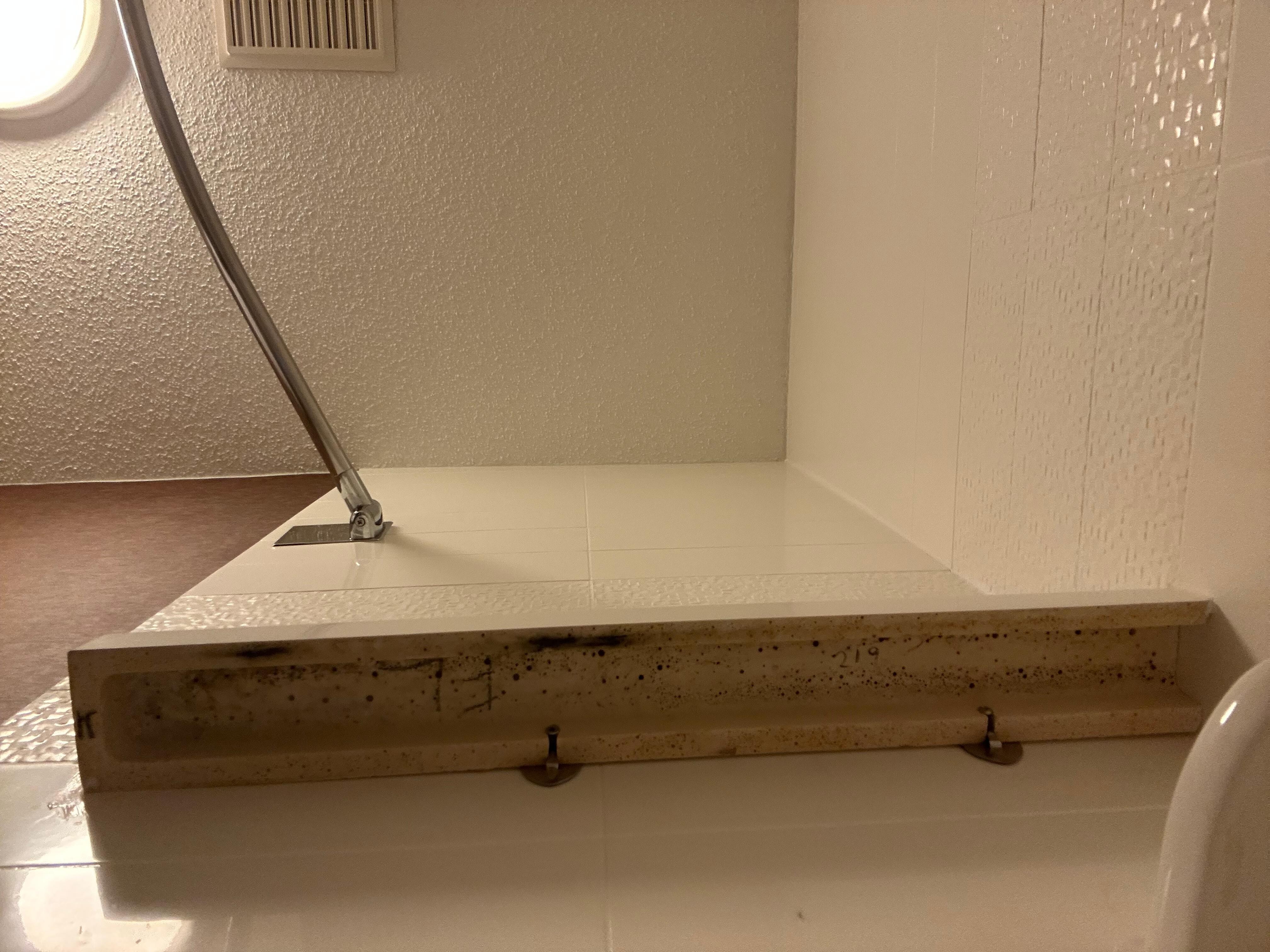 Shelf with mold - bathroom. 