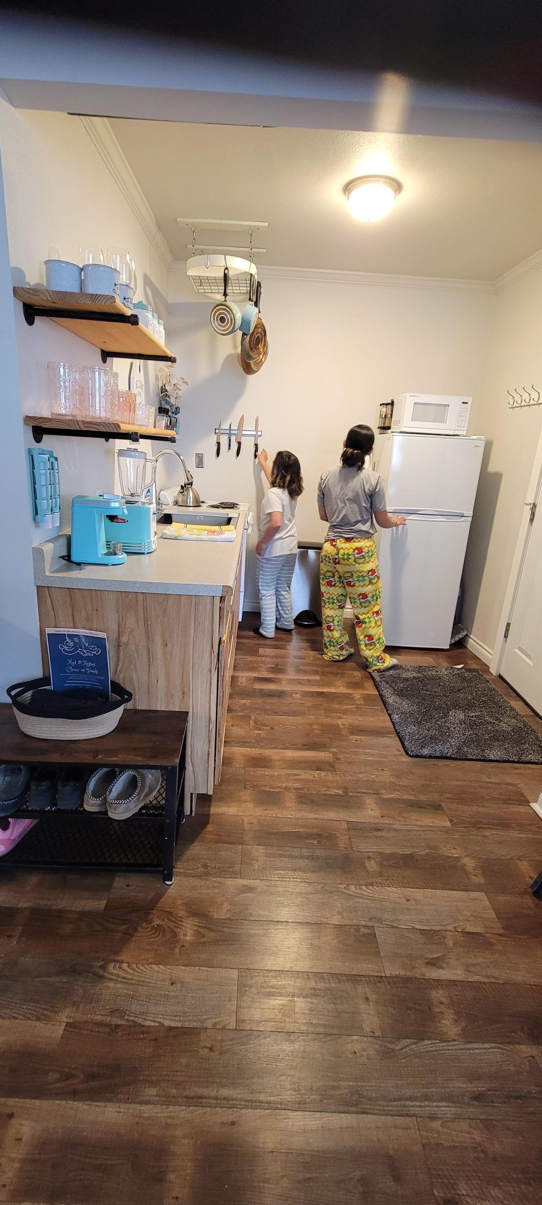 Girls exploring our amenities, for our stay. It is exactly as described.