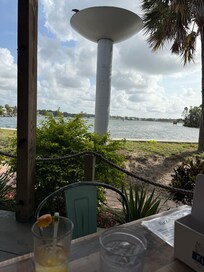 Outdoor seating view from restaurant