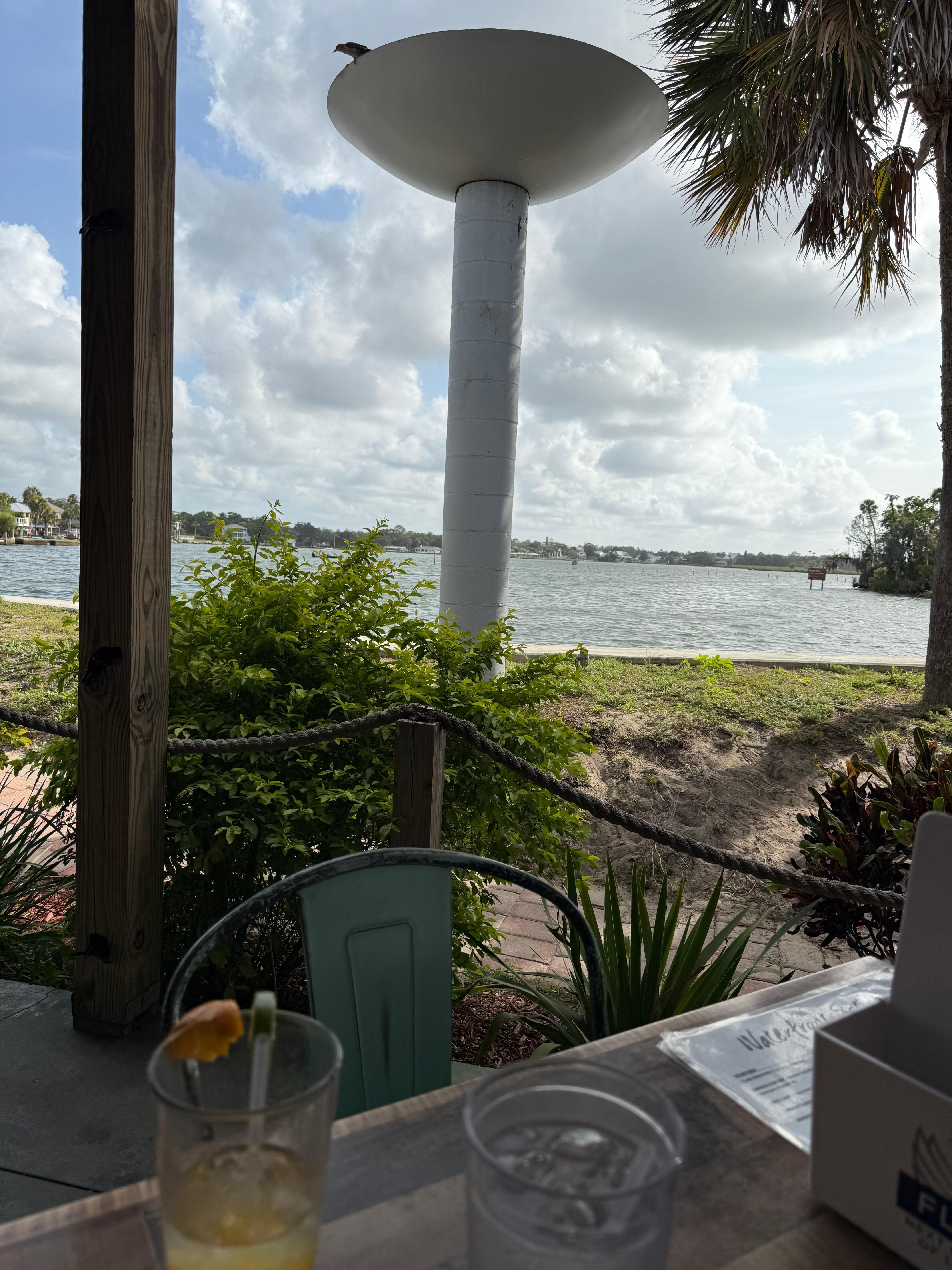 Outdoor seating view from restaurant 