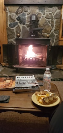 Warm fire after a long day on the trails was nice. Firewood supplied and stocked.