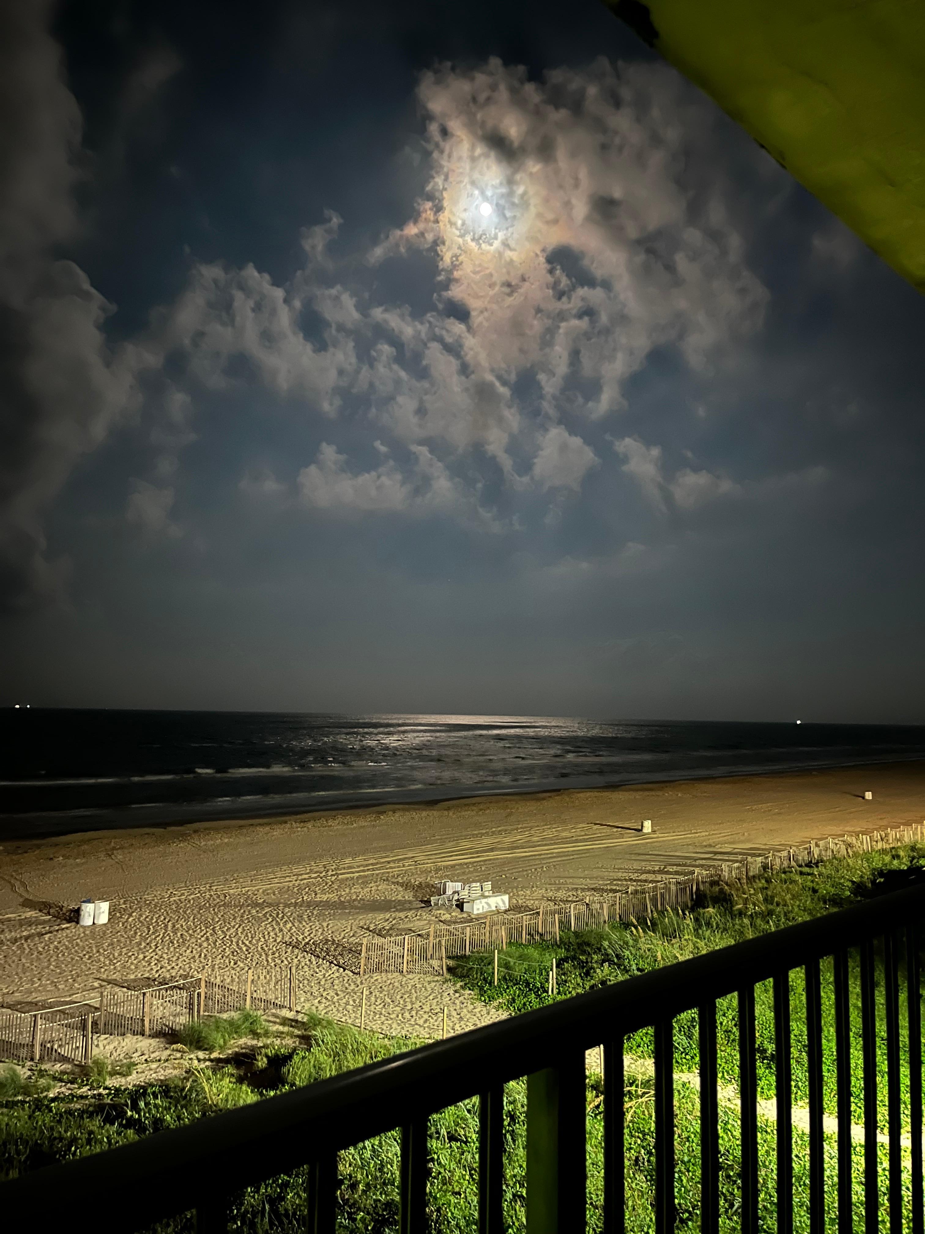 Moon shining on water.