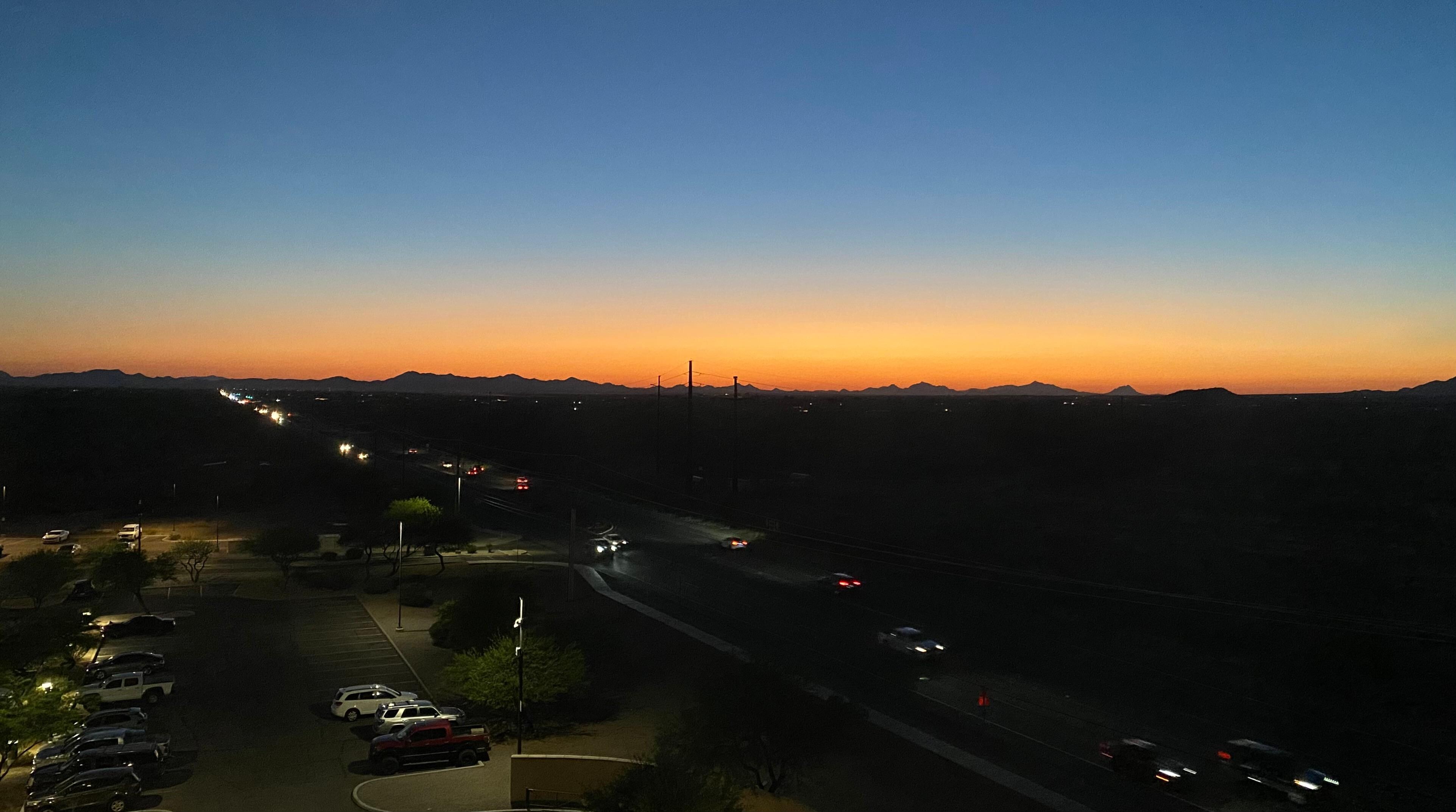 View of the sunset from our room