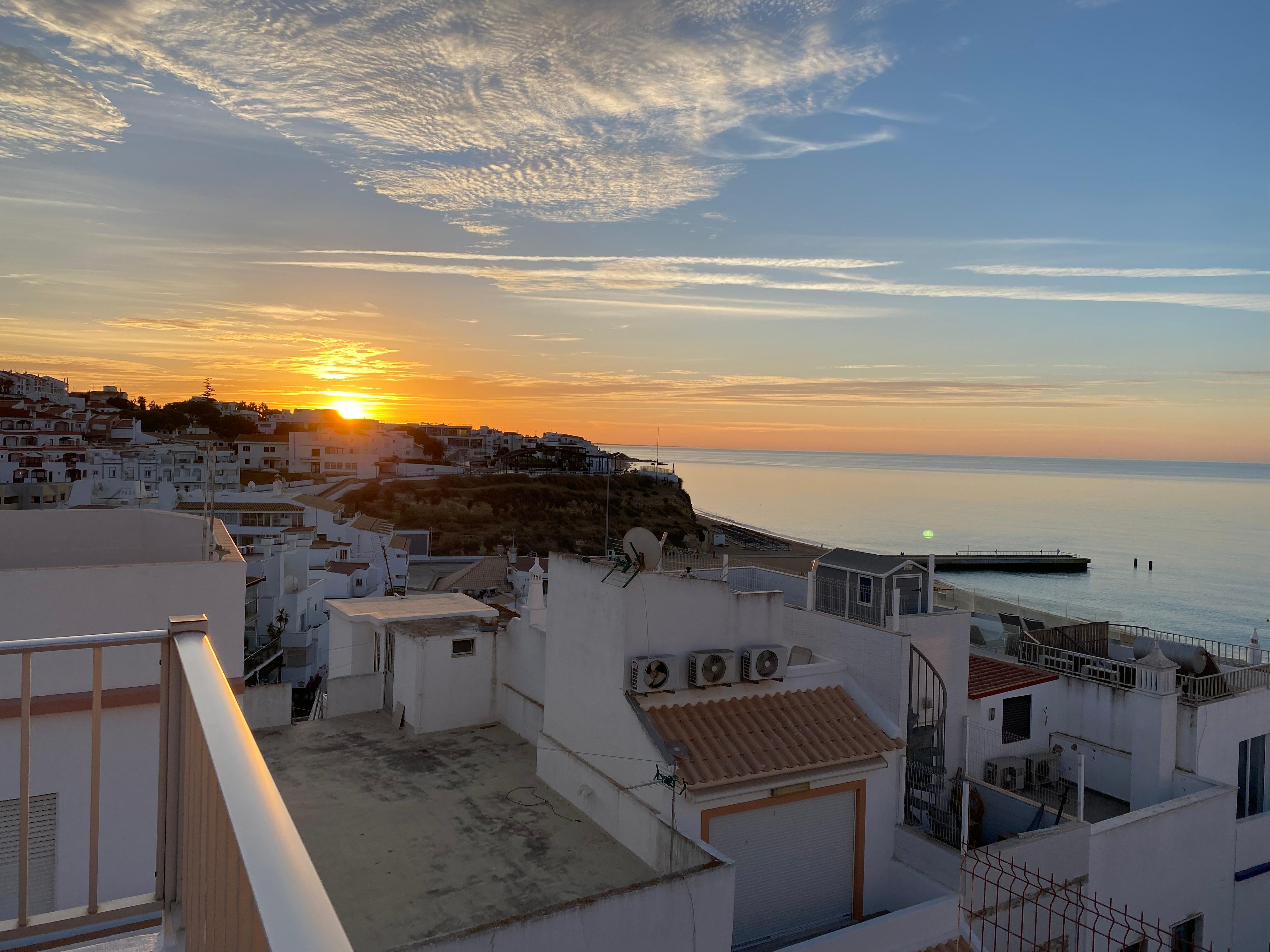 Sunrise in Albufeira on the roof top deck