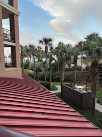 Ocean view over beautiful courtyard