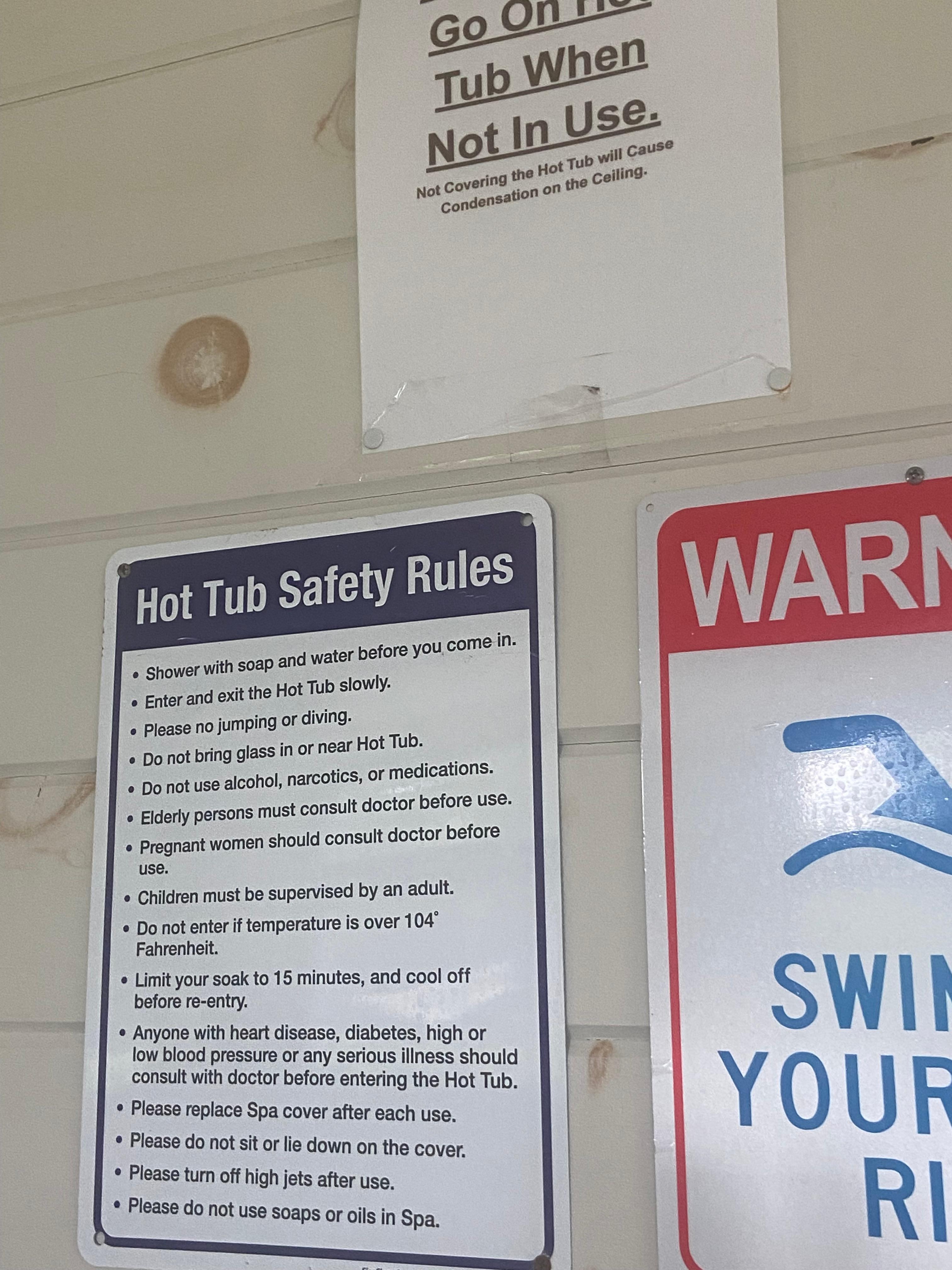 Clearly labeled hot tub 
