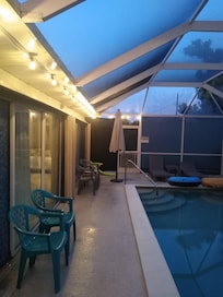 String lights at night