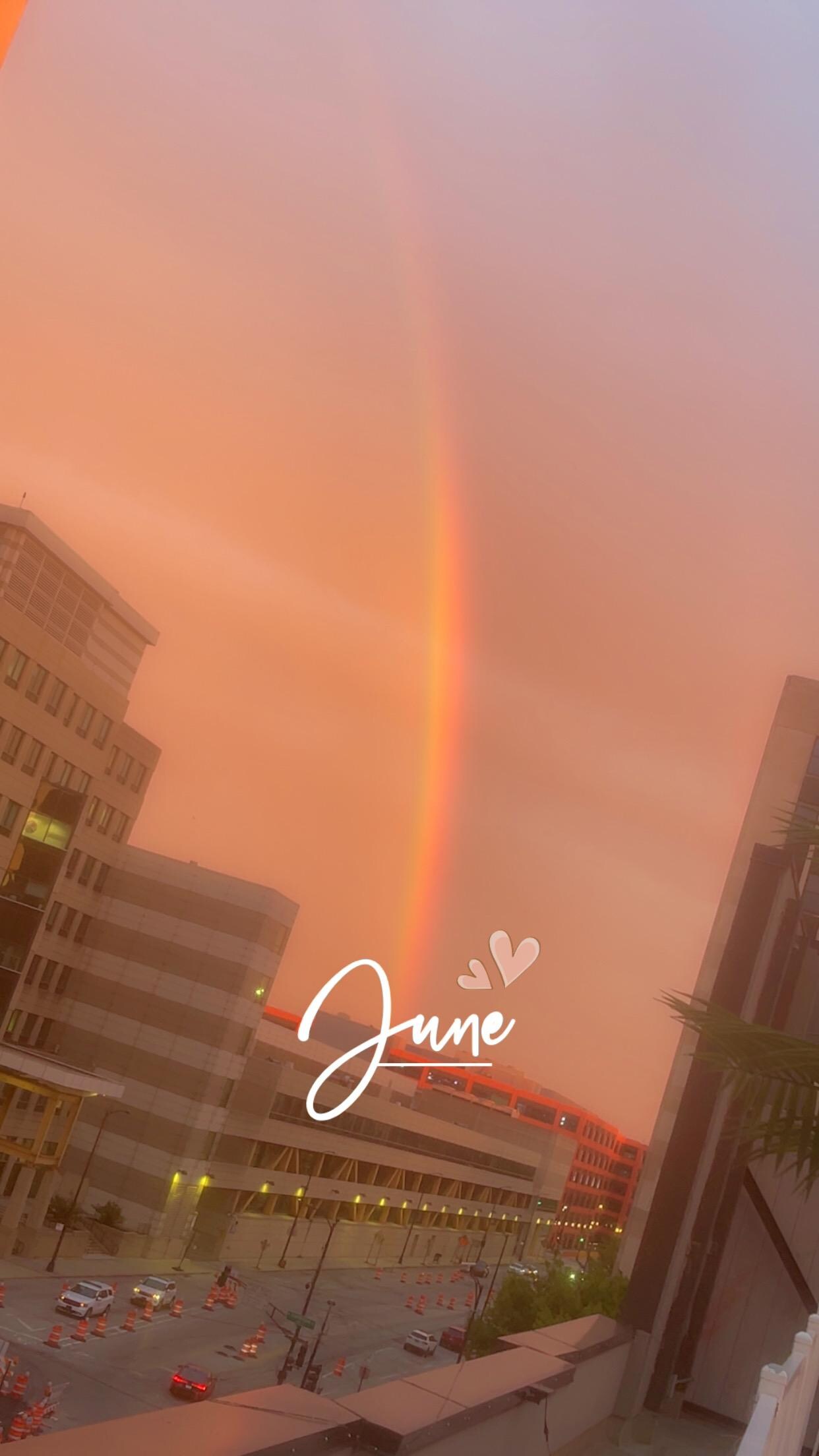 Rainbow over the rooftop area